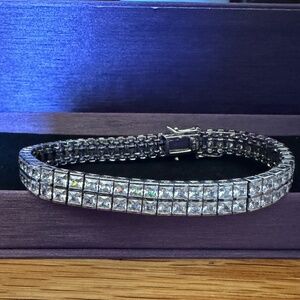 Sterling Silver - Double Row CZ Bracelet